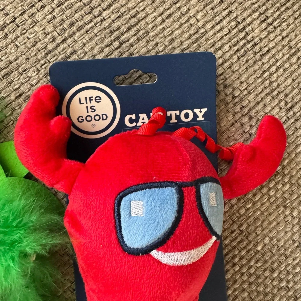 Life is Good shark and Lobster Cat Toy - Red